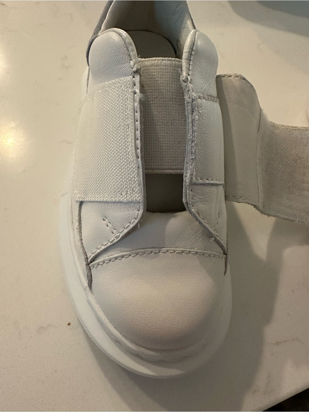 Alexander McQueen White Leather Platform Strap Sneakers for Toddlers Size EU 25 - Picture 7 of 12
